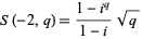  S(-2,q)=(1-i^q)/(1-i)sqrt(q) 