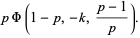 pPhi(1-p,-k,(p-1)/p).