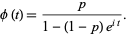  phi(t)=p/(1-(1-p)e^(it)). 