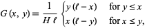  G(x,y)=1/(Hl){y(l-x) pro y=x; x(l-y) pro x=y, 