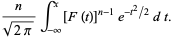 n/(sqrt(2pi))int_(-infty)^x[F(t)]^(n-1)e^(-t^2/2)dt.