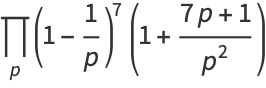 product_(p)(1-1/p)^7(1+(7p+1)/(p^2))