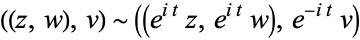  ((z,w),v)∼((e^(it)z,e^(it)w),e^(-it)v) 