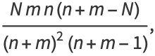 (Nmn(n+m-N))/((n+m)^2(n+m-1)),