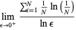 lim_(epsilon->0^+)(sum_(i=1)^N1/Nln(1/N))/(lnepsilon)