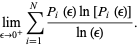 lim_(epsilon->0^+)sum_(i=1)^(N)(P_i(epsilon)ln[P_i(epsilon)])/(ln(epsilon)).