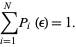  sum_(i=1)^NP_i(epsilon)=1. 