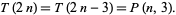  T(2n)=T(2n-3)=P(n,3). 