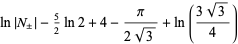 ln|N_+/-|-5/2ln2+4-pi/(2sqrt(3))+ln((3sqrt(3))/4)