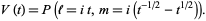  V(t)=P(l=it,m=i(t^(-1/2)-t^(1/2))). 