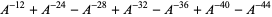 A^(-12)+A^(-24)-A^(-28)+A^(-32)-A^(-36)+A^(-40)-A^(-44)