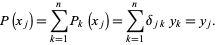  P(x_j)=sum_(k=1)^nP_k(x_j)=sum_(k=1)^ndelta_(jk)y_k=y_j. 