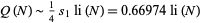  Q(N)∼1/4s_1li(N)=0.66974li(N) 