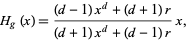  H_g(x)=((d-1)x^d+(d+1)r)/((d+1)x^d+(d-1)r)x, 