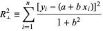  R__|_^2=sum_(i=1)^n([y_i-(a+bx_i)]^2)/(1+b^2) 