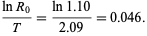 (lnR_0)/T=(ln1.10)/(2.09)=0.046.