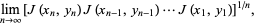  lim_(n->infty)[J(x_n,y_n)J(x_(n-1),y_(n-1))...J(x_1,y_1)]^(1/n), 