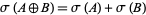 sigma(A direct sum B)=sigma(A)+sigma(B)