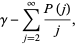 gamma-sum_(j=2)^(infty)(P(j))/j,