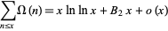  sum_(n<=x)Omega(n)=xlnlnx+B_2x+o(x) 