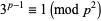 3^(p-1)=1 (mod p^2)