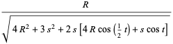 R/(sqrt(4R^2+3s^2+2s[4Rcos(1/2t)+scost]))