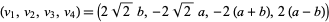 (v_1,v_2,v_3,v_4)=(2sqrt(2)b,-2sqrt(2)a,-2(a+b),2(a-b))