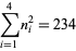 sum_(i=1)^(4)n_i^2=234