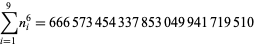 sum_(i=1)^(9)n_i^6=666573454337853049941719510