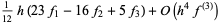 1/(12)h(23f_1-16f_2+5f_3)+O(h^4f^((3))) 