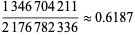 (1346704211)/(2176782336) approx 0.6187