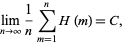  lim_(n->infty)1/nsum_(m=1)^nH(m)=C, 