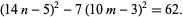  (14n-5)^2-7(10m-3)^2=62. 