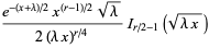 (e^(-(x+lambda)/2)x^((r-1)/2)sqrt(lambda))/(2(lambdax)^(r/4))I_(r/2-1)(sqrt(lambdax))