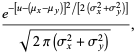 (e^(-[u-(mu_x-mu_y)]^2/[2(sigma_x^2+sigma_y^2)]))/(sqrt(2pi(sigma_x^2+sigma_y^2))),