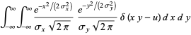 int_(-infty)^inftyint_(-infty)^infty(e^(-x^2/(2sigma_x^2)))/(sigma_xsqrt(2pi))(e^(-y^2/(2sigma_y^2)))/(sigma_ysqrt(2pi))delta(xy-u)dxdy