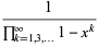 1/(product_(k=1,3,...)^(infty)1-x^k)