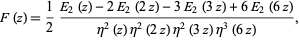  F(z)=1/2(E_2(z)-2E_2(2z)-3E_2(3z)+6E_2(6z))/(eta^2(z)eta^2(2z)eta^2(3z)eta^3(6z)), 