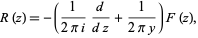  R(z)=-(1/(2pii)d/(dz)+1/(2piy))F(z), 