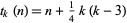  t_k(n)=n+1/4k(k-3) 