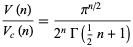 (V(n))/(V_c(n))=(pi^(n/2))/(2^nGamma(1/2n+1))