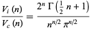 (V_i(n))/(V_c(n))=(2^nGamma(1/2n+1))/(n^(n/2)pi^(n/2))