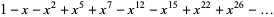 1-x-x^2+x^5+x^7-x^(12)-x^(15)+x^(22)+x^(26)-...