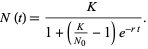  N(t)=K/(1+(K/(N_0)-1)e^(-rt)). 