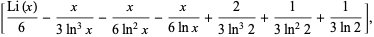 [(Li(x))/6-x/(3ln^3x)-x/(6ln^2x)-x/(6lnx)+2/(3ln^32)+1/(3ln^22)+1/(3ln2)],