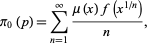  pi_0(p)=sum_(n=1)^infty(mu(x)f(x^(1/n)))/n, 