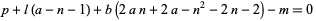 p+l(a-n-1)+b(2an+2a-n^2-2n-2)-m=0 