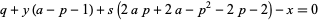 q+y(a-p-1)+s(2ap+2a-p^2-2p-2)-x=0 