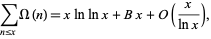  sum_(n<=x)Omega(n)=xlnlnx+Bx+O(x/(lnx)), 