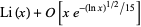 Li(x)+O[xe^(-(lnx)^(1/2)/15)]